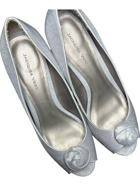 Jacques Vert Silver heels with Rosette Accent